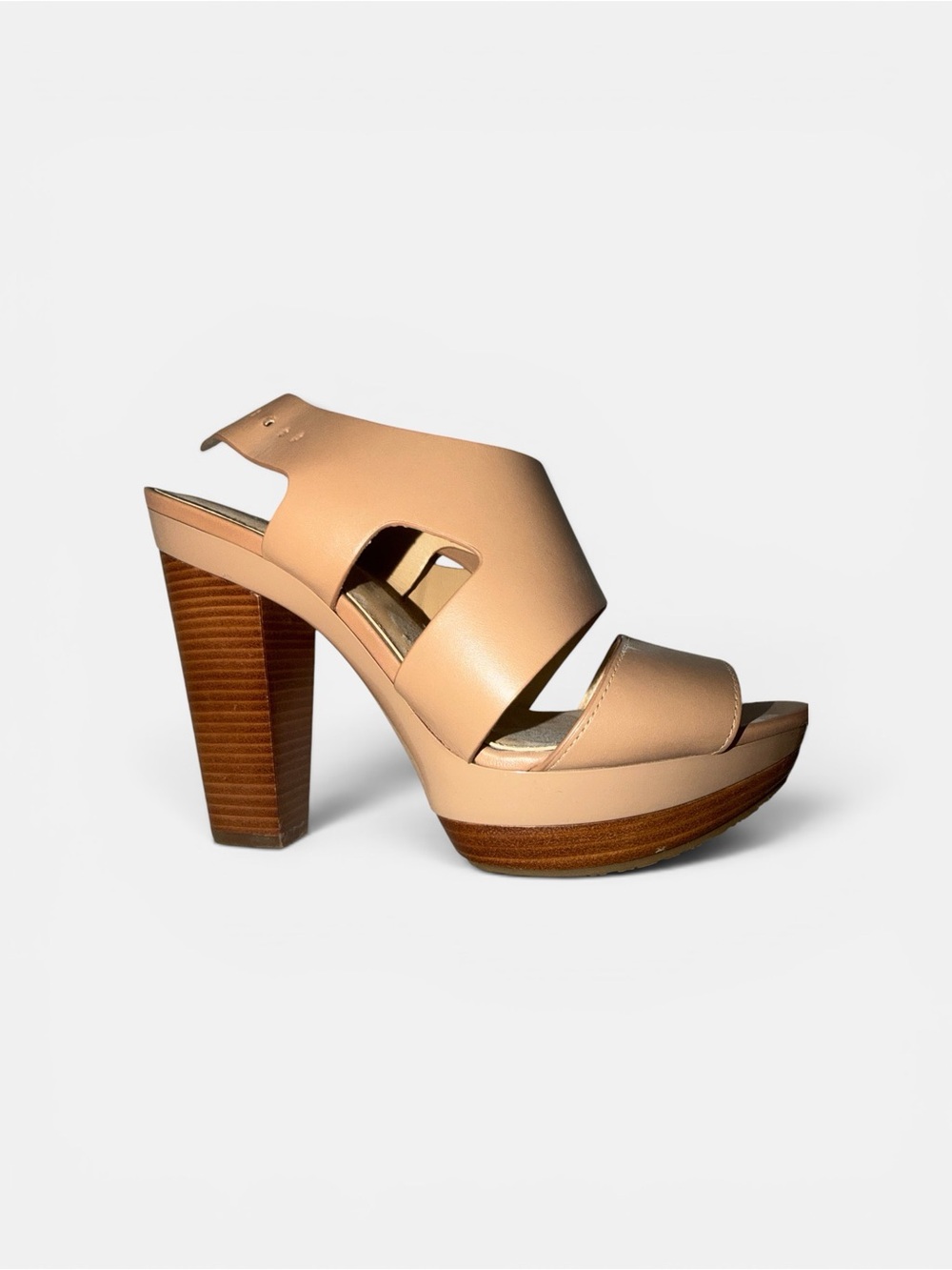 Michael Kors Blush Nude Platform Block Heel Sandals with Buckle